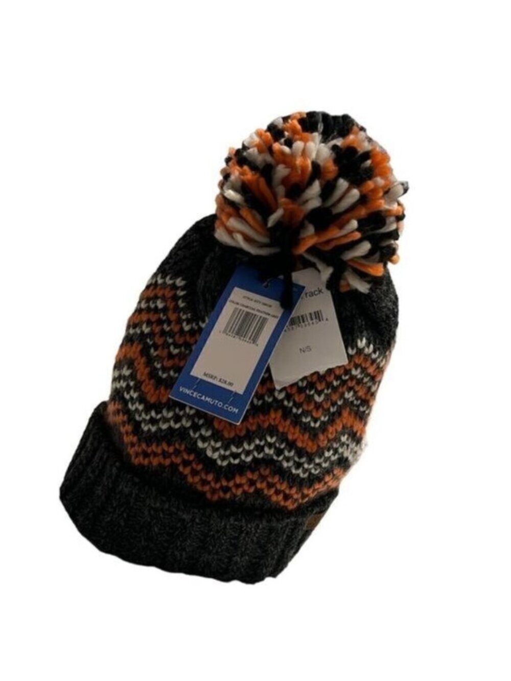 Vince‎ Camuto Women's Total Eclipse Gray Acrylic Knit Pom Beanie Cap NWT